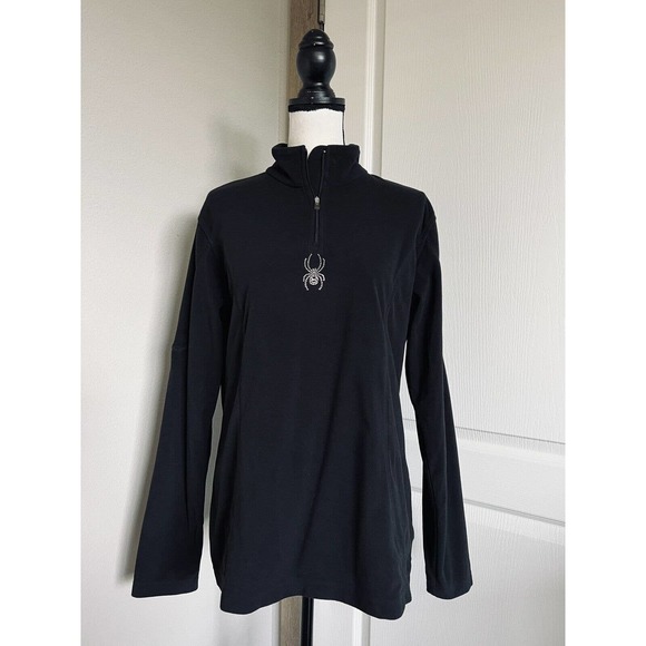 Spyder Jackets & Blazers - Spyder Womens Size 18 Half Zip Pullover Fleece Black Rhinestones Accents Jacket